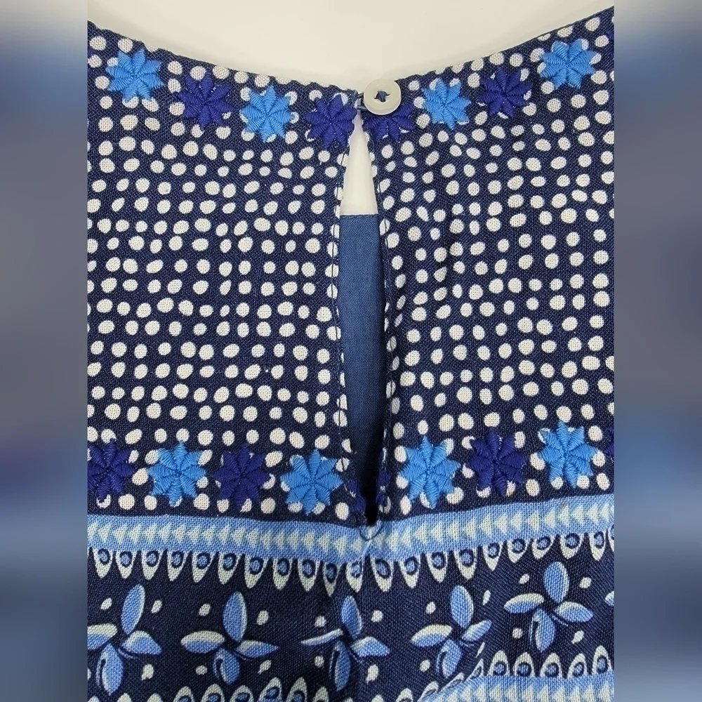 NEW Vineyard Vines Dot Border Print Shift Dress Linen Blend Blue Women's 4 NWT - Picture 9 of 13
